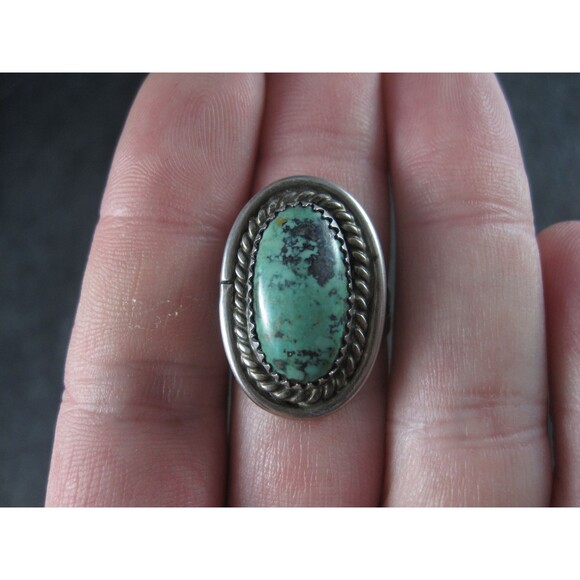 Vintage Sterling Navajo Green Turquoise Ring Size 6.5 Sarah Watson - Picture 2 of 10